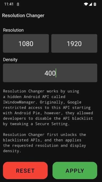 Screen Resolution Changer Apk